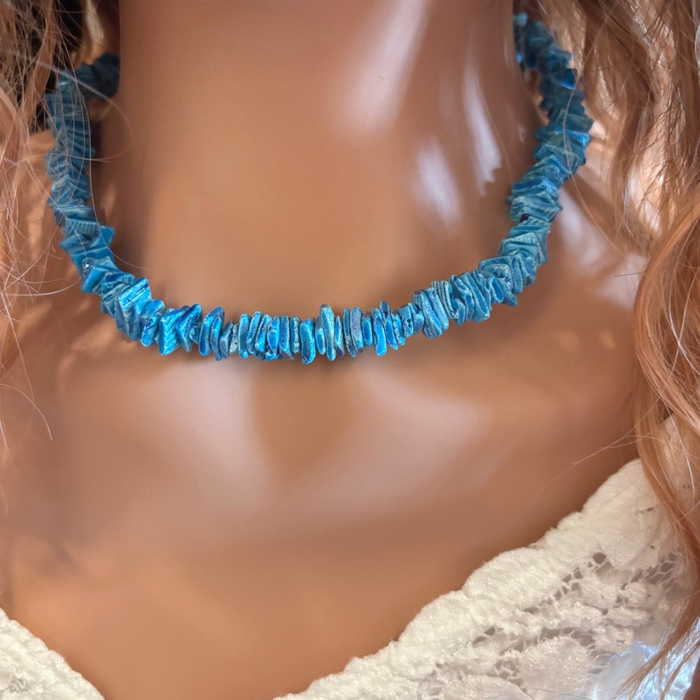 Coastal Shell Necklace Chip Stone Choker‎ Boho Southwestern Beach Natural 21312
